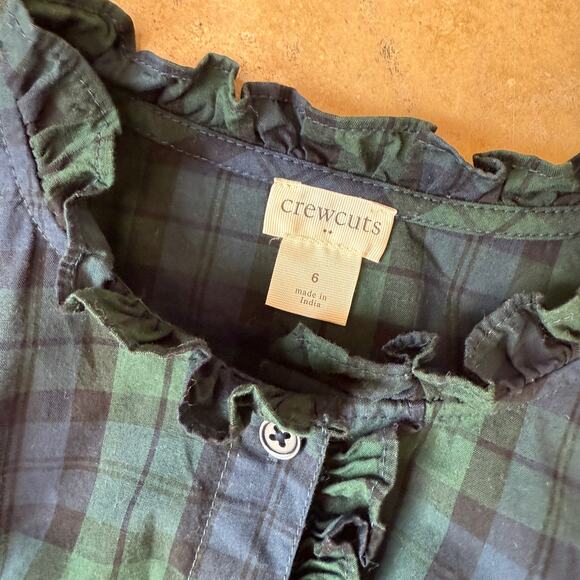 J.Crew Crewcuts Girls 6 Green/Blue Plaid Holiday Christmas Dress Preppy Cottage - Picture 3 of 6